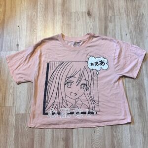 Cold Crush Anime Graphic Cropped T Shirt Pink Manga Kawaii Women's Large